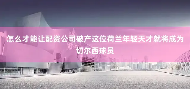 怎么才能让配资公司破产这位荷兰年轻天才就将成为切尔西球员